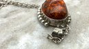 Lot 9- Sterling Silver With Amber Pendant Signed MFY