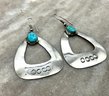 Lot 12- Southwestern Sterling Silver With Turquoise Earrings