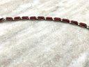 Lot 13- Sterling Silver Signed Red Stone Bracelet 7 Inches