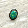 Lot 17- Sterling Silver Navajo Hammered Turquoise & Yellow Ring Size 8