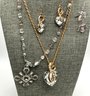 Lot 71- Pretty! Crystal Lot Of Costume Necklaces - Bracelets - Earrings Lot Of 12