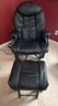 Quebec 69 Black Leather Rocker And Swivel Chair With Ottoman