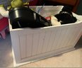 Lot 130 - White Wood Box Filled With FUN - Toys Shrek Doll And More
