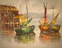 Lot 160 - Original Mid Century Painting Artist Luini Fishing Village - Seaport ***See Description For Conditio