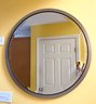 Lot 199 - Modern Large Round Mirror - Heavy Measures 38 Inches Brushed Metal Frame