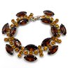 Lot 1 - Vintage Brown & Gold Crystal Necklace Matching Set Of 5 - Earrings Bracelet Brooch