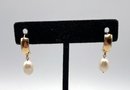 Lot 7 - 14K Gold & Authentic Pearl 1' Earrings - STUNNING!