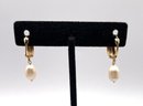 Lot 7 - 14K Gold & Authentic Pearl 1' Earrings - STUNNING!