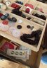 Lot 241 - Vintage Buttons With Sewing Stand Cabinet PROJECT PIECE Needs TLC