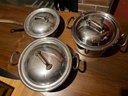 Lot 330 - Chef Set Of 3 Made In France Stainless Heavy Gauge Cast Iron Handle Pans