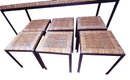 Lot 1- Danny Ho Fong Fung Iron Cane Rattan Vintage Mid Century Dining Table &  6 Stools Tropi-Cal Furniture