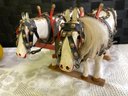 Lot 51- Vintage Large Wood Stage Coach Santa Fe Carriage With Primitive Horses