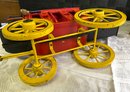 Lot 51- Vintage Large Wood Stage Coach Santa Fe Carriage With Primitive Horses