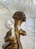 Lot 58 - Pair Of Vintage Cut Glass Compotes Pedestal - Gold Gilt Bisque Figurines Lady & Man