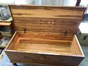 Lot 14 - 1930s Walnut Hope Sweater Chest Blanket Trunk Bench - Cedar Lined - Carved Medallion