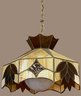Lot 18 - Vintage Stained Glass Hanging Chandelier