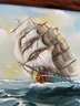 Lot 55 - Original Vintage Art Sailing Tall Ship Schooner Ogunquit Maine Painting - Great Wood Frame!