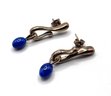Lot 18: Sterling Silver Lapis Blue Stone Dangle Earrings