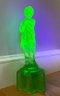 Lot 64ASES - 1930s Cambridge Glass Emerald Green Uranium 13 Inch Flower Frog Tall Bashful Girl