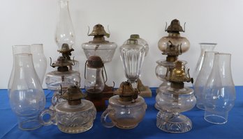 Lot 240-  Mixed Lot -  Antique Oil Lamp & Glass Light Chimney Globes - 17 Pieces