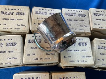 Lot 26- New Old Stock Vintage Silver Plate Baby Cups In Original Boxes - Lot Of 12