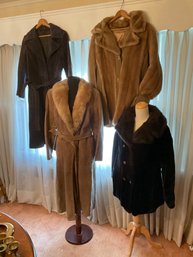 Lot 50- Awesome Lot Of Vintage Coats - 2 Suede & 2 Faux Fur