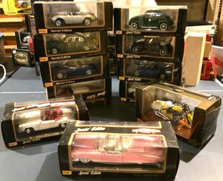 Lot 304A- New In Box 11 Special Edition MAISTO 1:18 Die Cast Cars Corvette, Motorcycle, Volkswagen