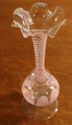 Lot 243- Pink Swirl Art Glass Delicate 8.5 Inch Flower Bud Vase