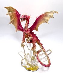 Lot 90F- The Franklin Mint Fantasy Red Dragon Holding Crystal By Michael Whelan Figurine