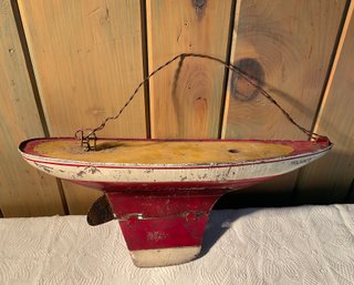 Lot 33- Vintage Metal Toy Boat - The Reliance - Red And White 1960s