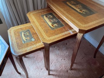 Lot 46- Vintage Nesting Tables Plus Music Box Table - Opens Up! -4