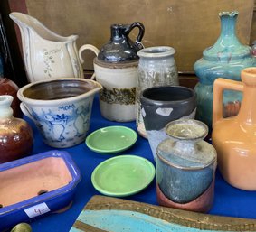 Lot 43- Fabulous Pottery Lot! Crocks Vases Bowls Pitchers Lot Of 21