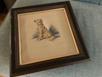 Lot 86- Vintage Signed Dog Original Art 'Billy' Golden Retriever Framed Sitting Dog