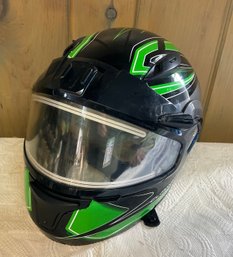 Lot 93-HJC  CL MAX II Adult Green Black Helmet DOT Size Xl - Bluetooth