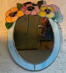 Lot 84- Beautiful Stained Glass Hanging Mirror 12x16