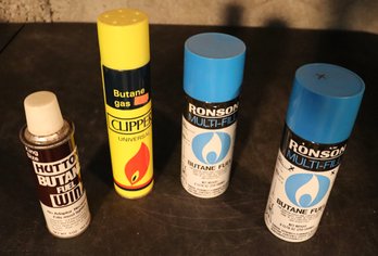 Lot 217- 4 Cans Of Butane Fuel For Lighter & Torches - Ronson - Hutton - Clipper