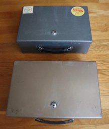 Lot CV23- Two Metal Security Chest Lock Boxes - Both Keyed Alike