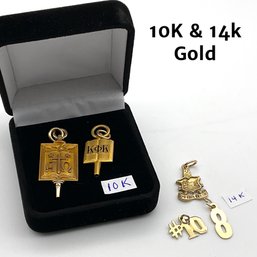 Lot M5- 1969 10K Gold Fraternity Pendants & 14K Charms Pendants