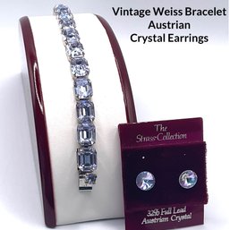 Lot 44- WOW Vintage Weiss Purple Crystal Bracelet & Austrian Crystal Earrings