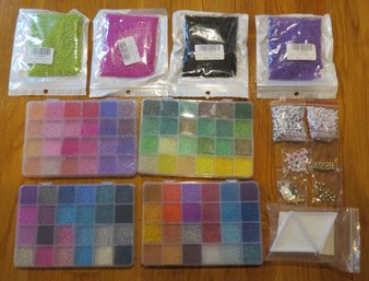 Lot 28CV- Glass Seed Beads  Bags & Container Full With  Accessories - 2 MM - New Unused