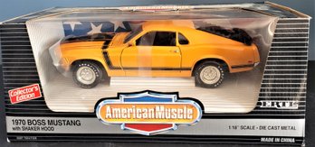Lot 102 - ERTL  American Muscle Series, 1/18' 1970 Boss Ford Mustang W/ Shaker Hood Car NOS,