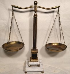 Lot 3 - Vintage Decorative Lawyer Judge Scale Of Justice - Brass & Marble Base