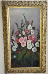 Lot 4 - Lovely Antique Floral Oil Painting On Canvas - Gorgeous Antique Frame