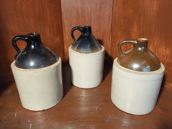 Lot 6 - Group Of 3 Vintage Stoneware Salt Glaze Utilitarian Jugs