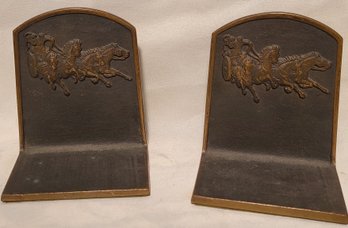 Lot 7 - Vintage Bronze, Horse & Chariot Themed Bookends