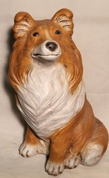 Lot 20 - Adorable! 16 Inch Concrete Painted Collie Dog Statue