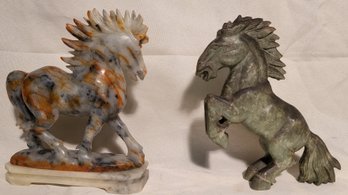 Lot 101 - Pair Of Alabaster Marble Horse Statues
