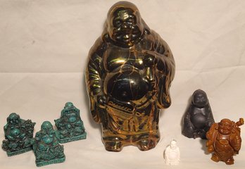 Lot 103 -  Lucky Seven Vintage Buddha Statues Figurines Mixed Materials