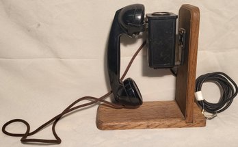 Lot 104 - Vintage Bell System Western Electric F1 Intercom Telephone Mounted On Wood