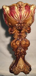 Lot 107 - Gorgeous Antique Majolica Standing Jardinire Glazed Planter Pedestal Decorated With Faces